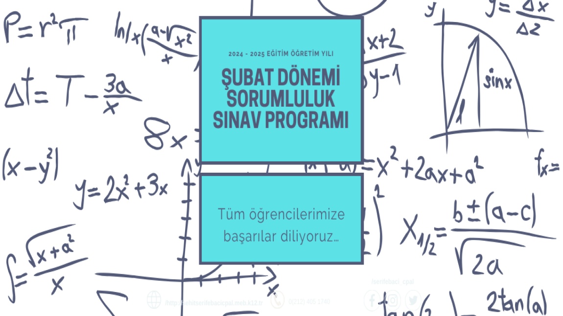 2024 - 2025 Eğitim Öğretim Yılı Şubat Dönemi Sorumluluk Sınav Takvimi